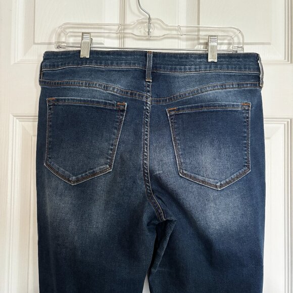 Old Navy Rockstar Jeans Sz 12 Regular Mid Rise Distressed Dark Wash Denim - Picture 5 of 8